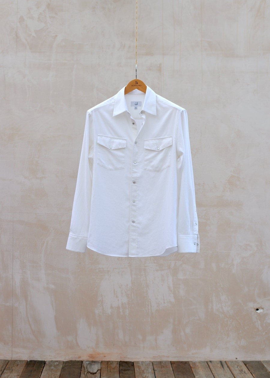 Clothing Kenny Ryder Pre-Loved Menswear | Dunhill Cotton/Cashmere Off-White Western Shirt - M