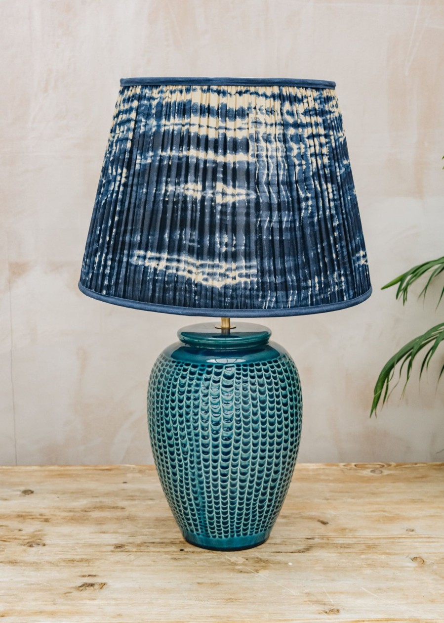 Interiors Pooky Lighting Lighting | Denim Tie-Dyed Cotton Straight Empire Shade, 40Cm