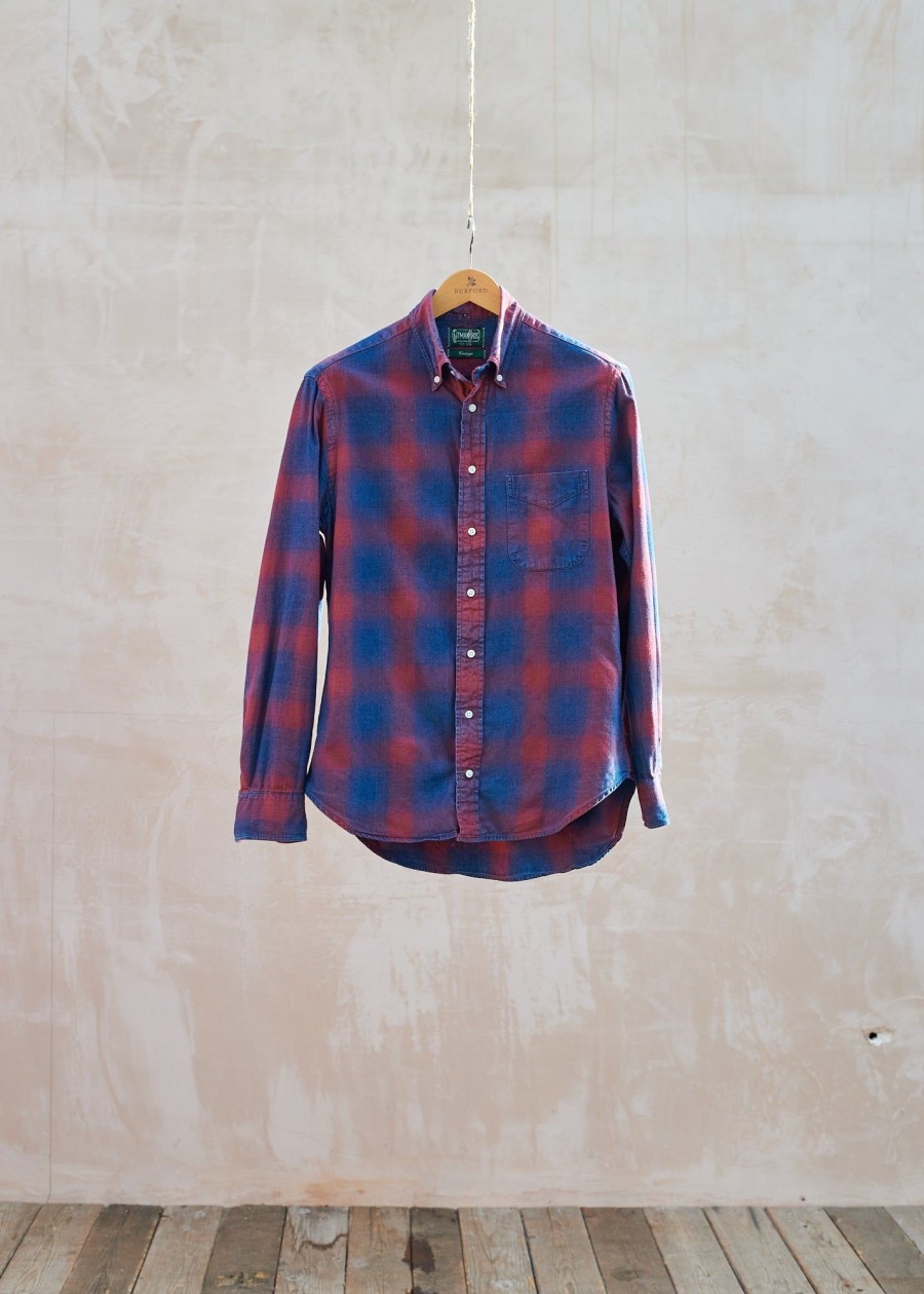 Clothing Kenny Ryder Pre-Loved Menswear | Gitman Bros. Red & Blue Cotton Flannel Check Shirt - M