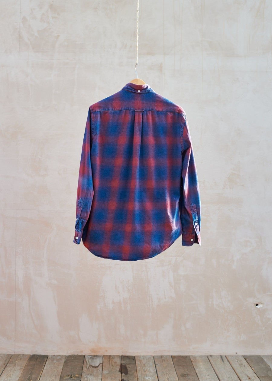 Clothing Kenny Ryder Pre-Loved Menswear | Gitman Bros. Red & Blue Cotton Flannel Check Shirt - M