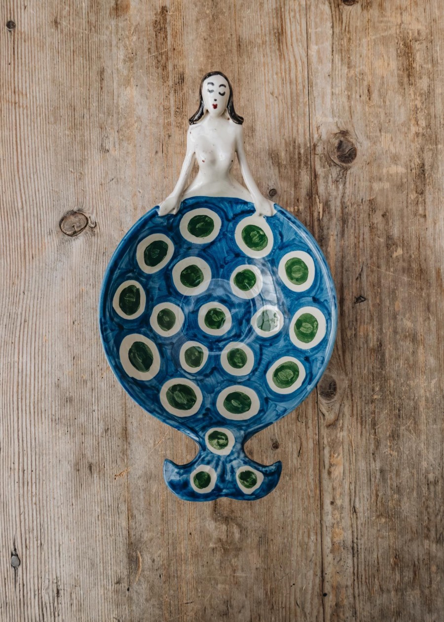 Interiors Les Ottomans Decorative | Les Ottomans Blue Mermaid Ceramic Bowl