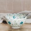 Interiors Chabi Chic Dining | Large Flower Almond Green And Dark Green Ceramic Round Bowl Mm