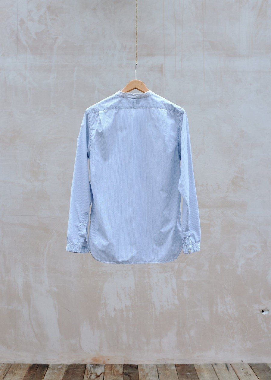Clothing Kenny Ryder Pre-Loved Menswear | Margaret Howell Striped Collarless Cotton Pullover Shirt - S/M