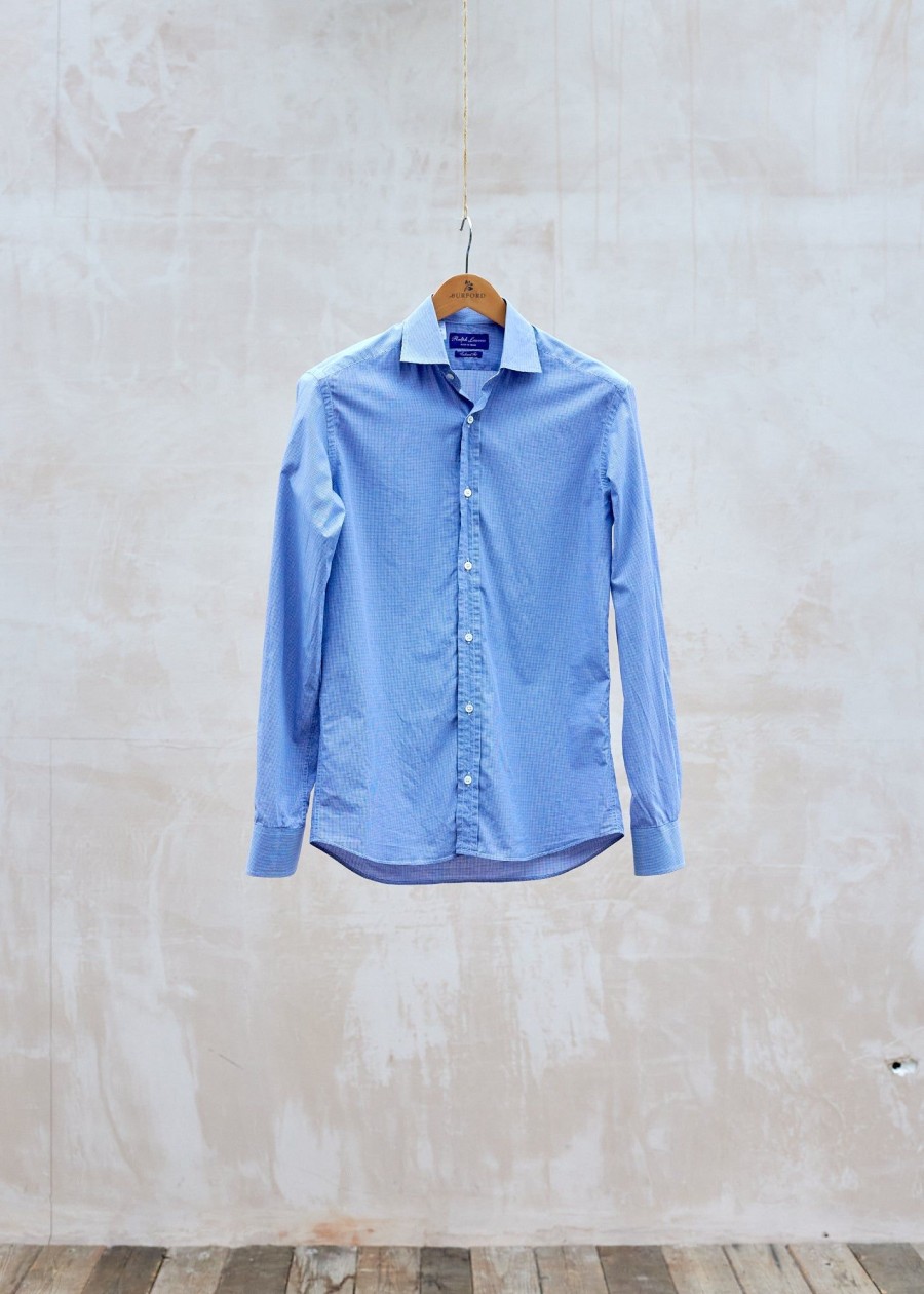 Clothing Kenny Ryder Pre-Loved Menswear | Ralph Lauren Pl Blue Gingham 100% Cotton Shirt - S
