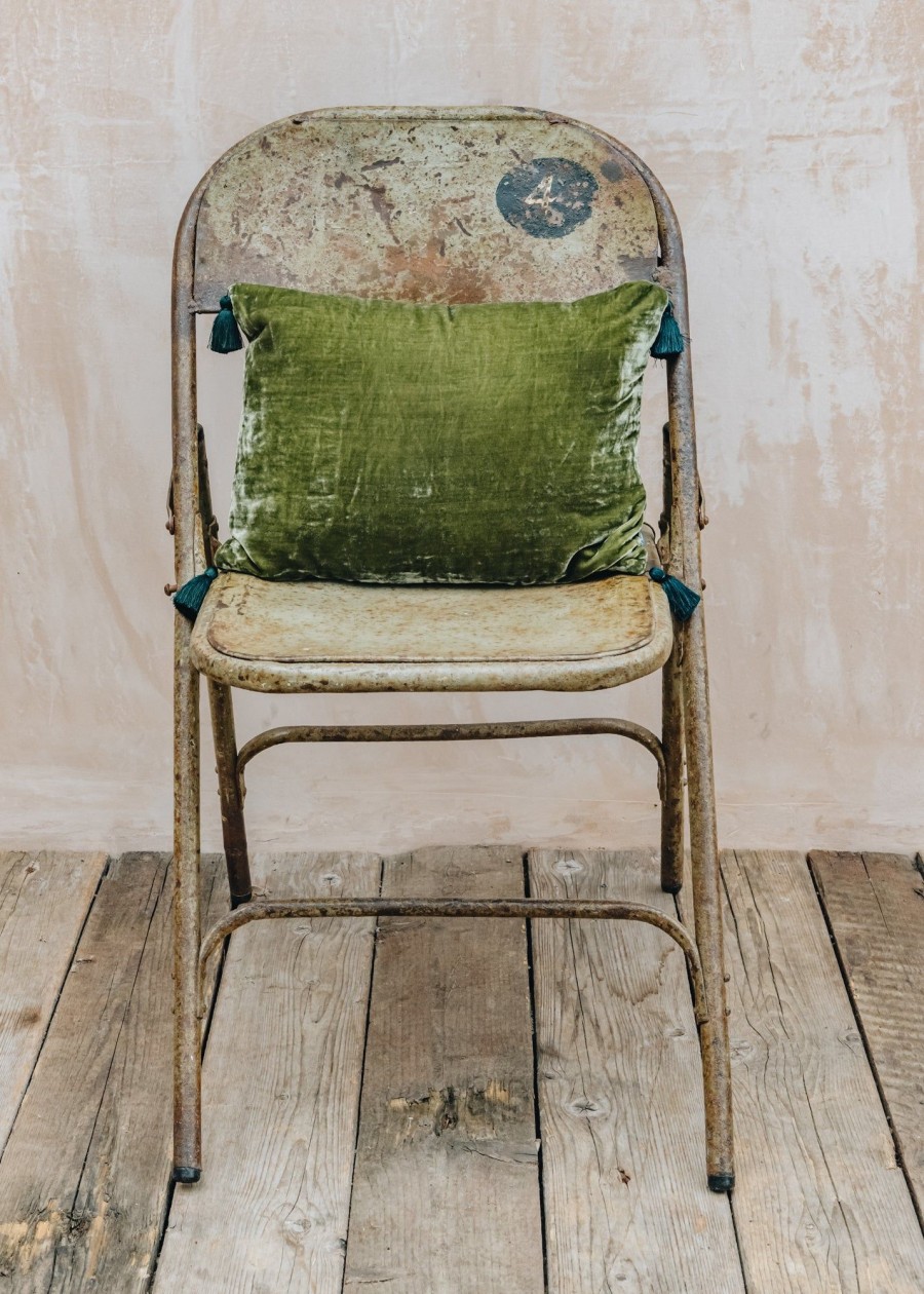 Interiors Le Monde Sauvage Cushions | Goa Velvet Cushion With Pompons In Artichoke