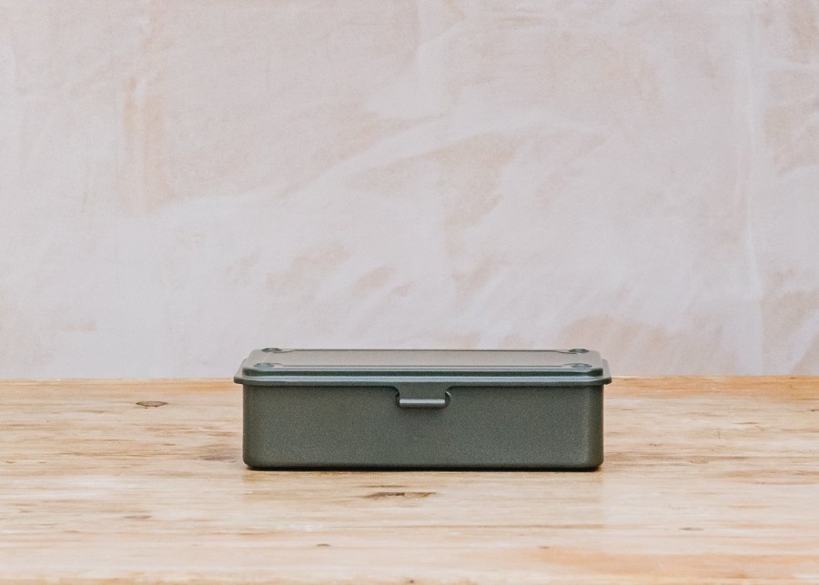 Interiors Toyo Storage | Trunk Shape Tool Box With Catch In Military Green