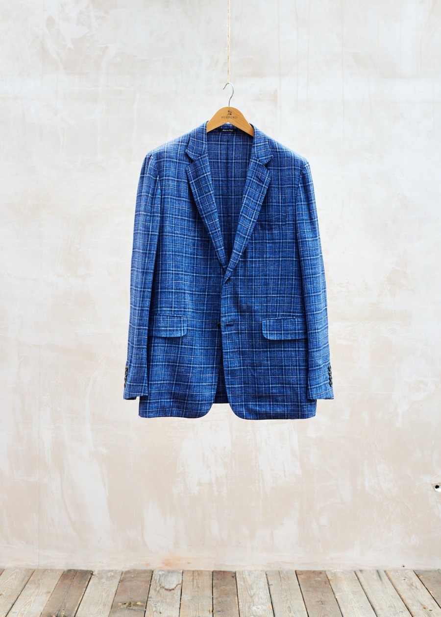 Clothing Kenny Ryder Pre-Loved Menswear | Dunhill Blue Checked Wool Unstructured Blazer - Xl