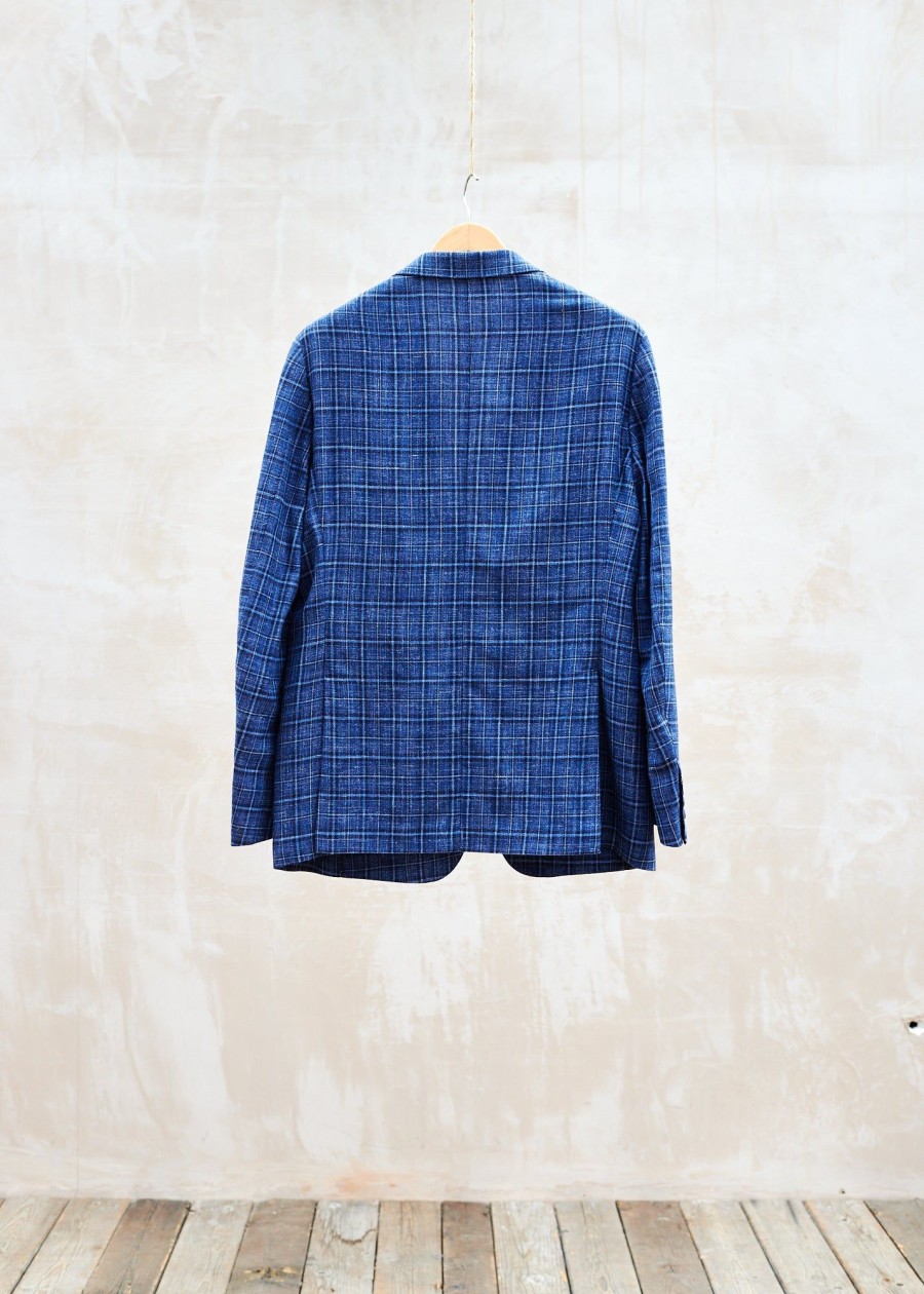 Clothing Kenny Ryder Pre-Loved Menswear | Dunhill Blue Checked Wool Unstructured Blazer - Xl
