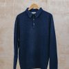 Clothing Beaufort & Blake Knitwear | Beaufort & Blake Oak Long Sleeved Polo Jumper In Navy