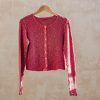 Clothing Cut Loose Knitwear | Cut Loose Cropped Slubby Cardigan In Watermelon