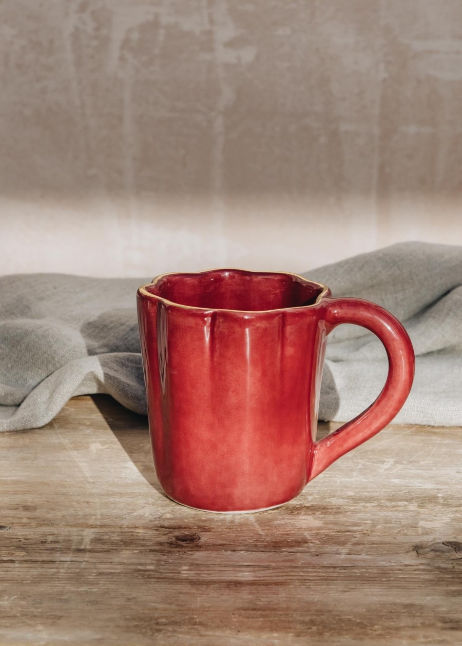 Interiors Chabi Chic Dining | Shellfish Aubergine And Gold Ceramic Mug