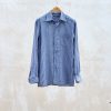 Clothing Kenny Ryder Pre-Loved Menswear | Ermenegildo Zegna Dark Blue Striped Linen & Cotton Shirt / L