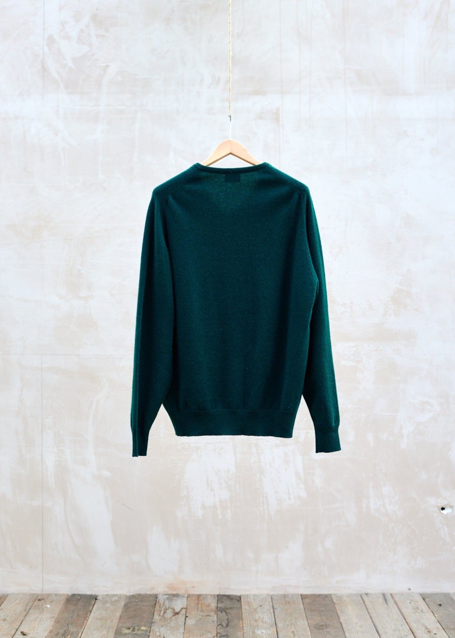 Clothing Kenny Ryder Pre-Loved Menswear | William Lockie Green 100% Geelong Lambswool V-Neck Jumper - Xl