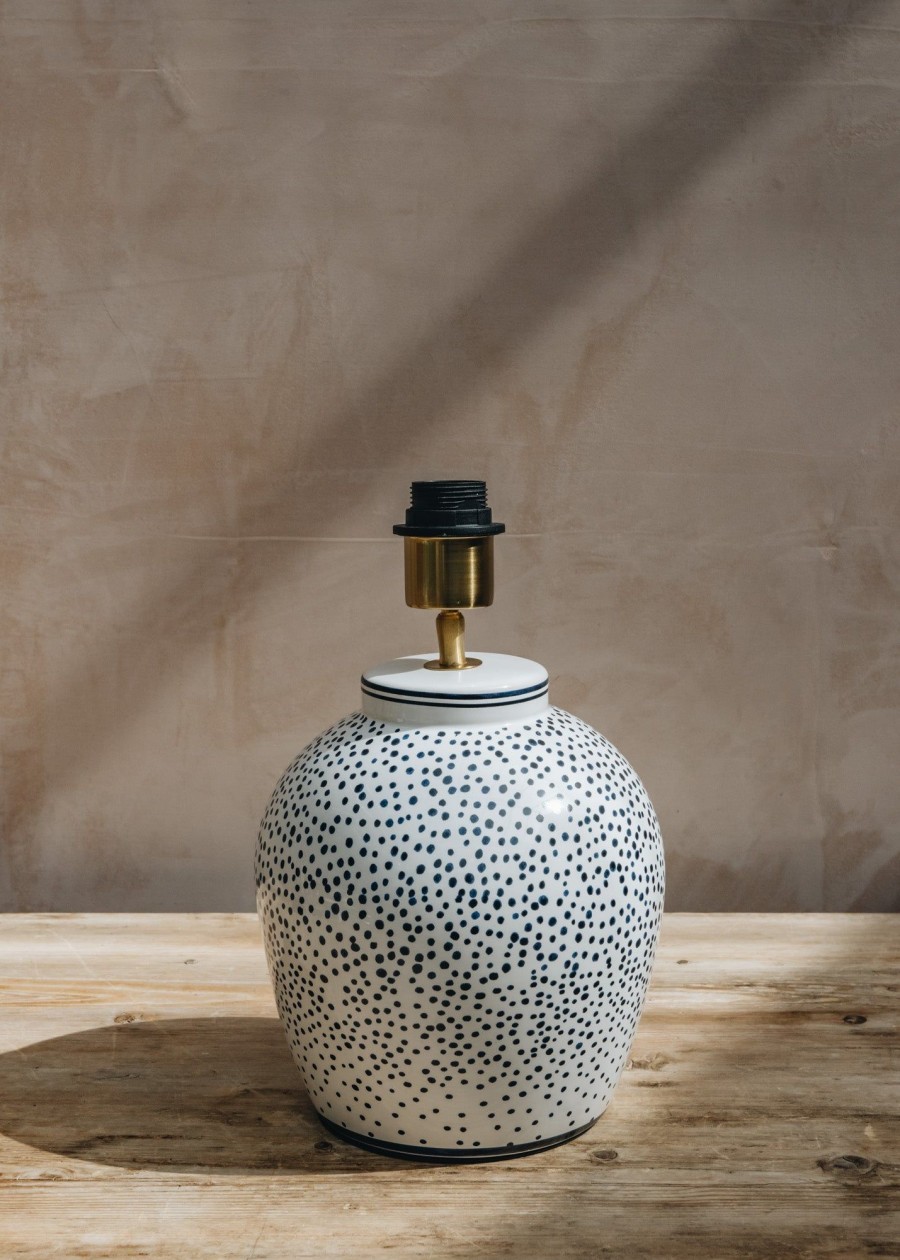 Interiors Burford Garden Co. Lighting | Pooky Blue And White Polka Table Lamp