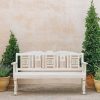Outdoor Living Wilstone Kadai Wooden Furniture | Three Seater Ivory Fiddle Indian Bench