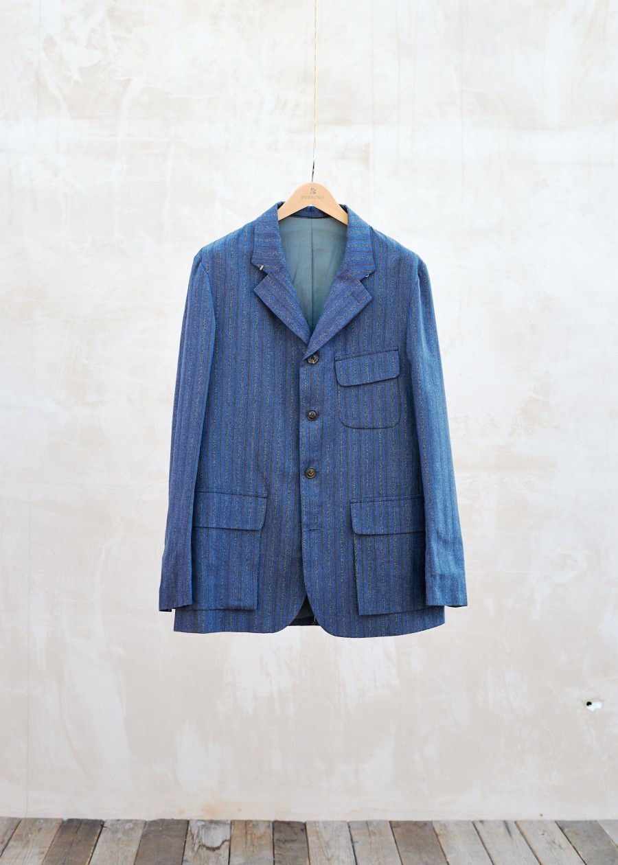 Clothing Kenny Ryder Pre-Loved Menswear | Nigel Cabourn Tough Linen/Cotton Striped Work Jacket - L