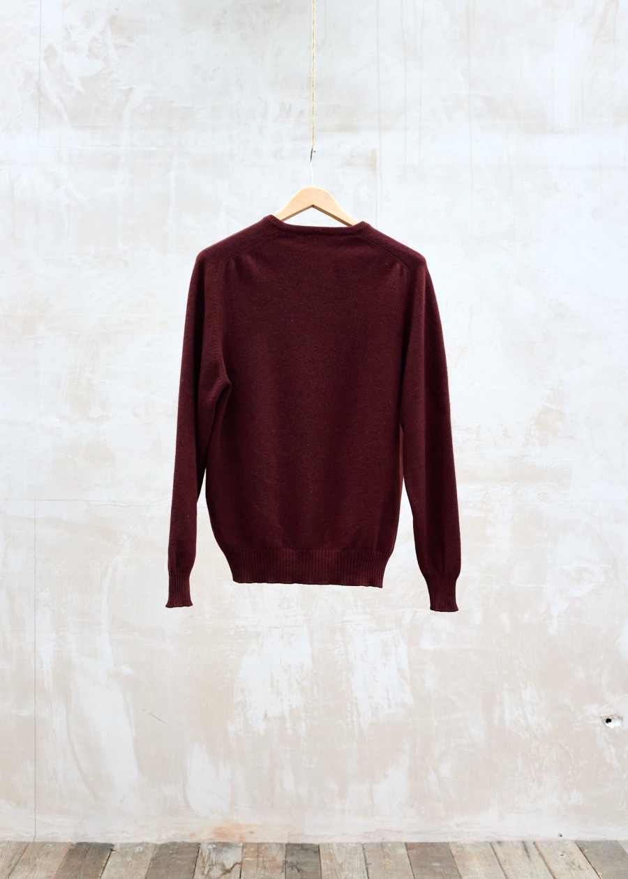 Clothing Kenny Ryder Pre-Loved Menswear | Johnstons Of Elgin Thick 100% Cashmere Red Crewneck - M/L