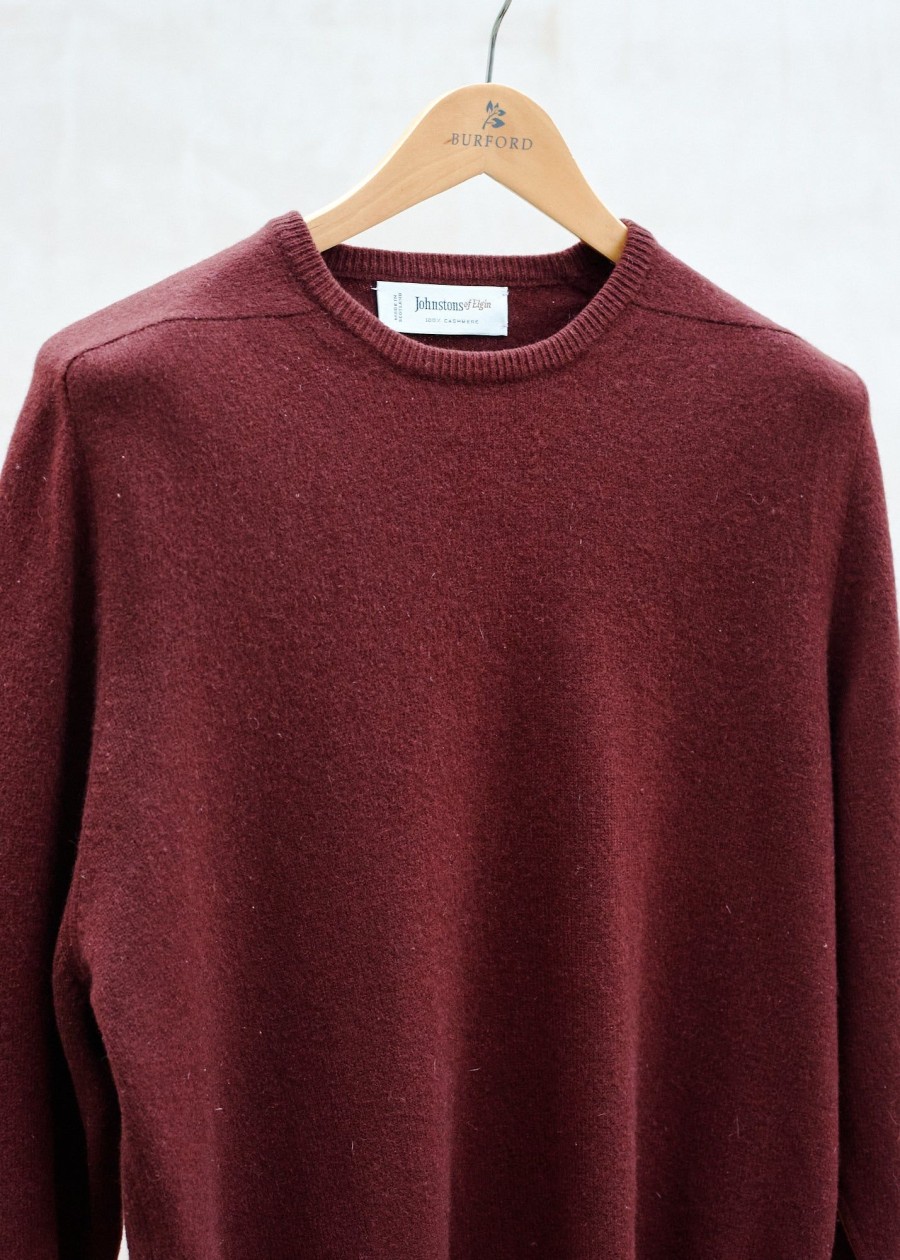 Clothing Kenny Ryder Pre-Loved Menswear | Johnstons Of Elgin Thick 100% Cashmere Red Crewneck - M/L