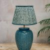 Interiors Pooky Lighting Lighting | Savannah Block Print Straight Empire Shade In Teal, 30Cm
