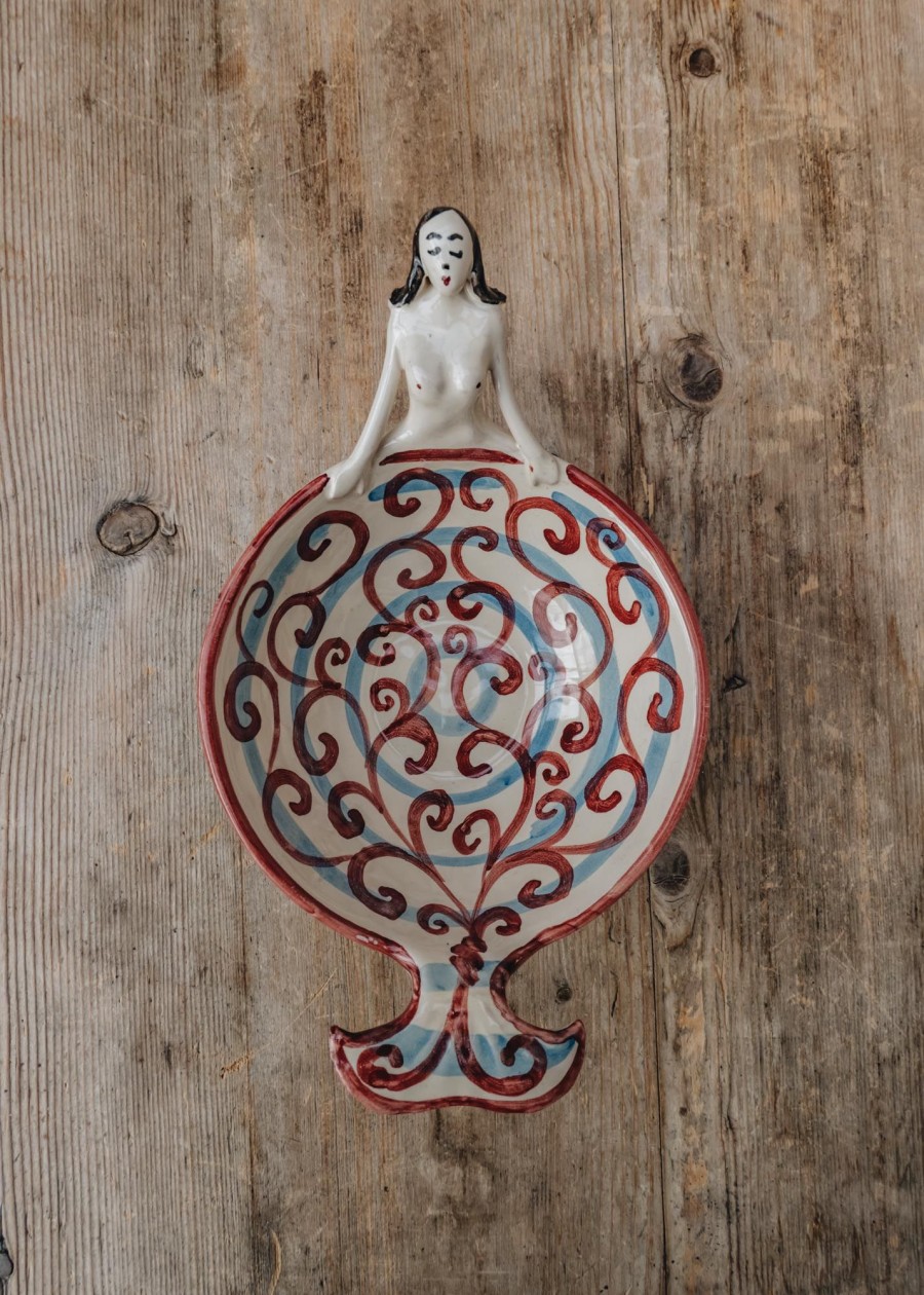 Interiors Les Ottomans Decorative | Les Ottomans Red Mermaid Ceramic Bowl