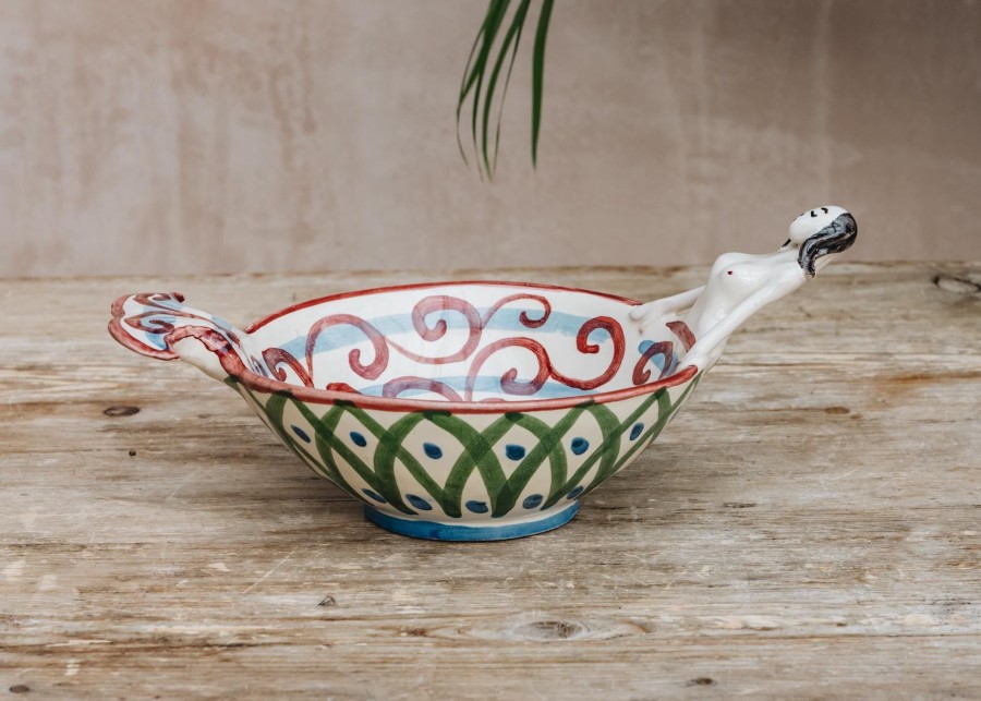 Interiors Les Ottomans Decorative | Les Ottomans Red Mermaid Ceramic Bowl