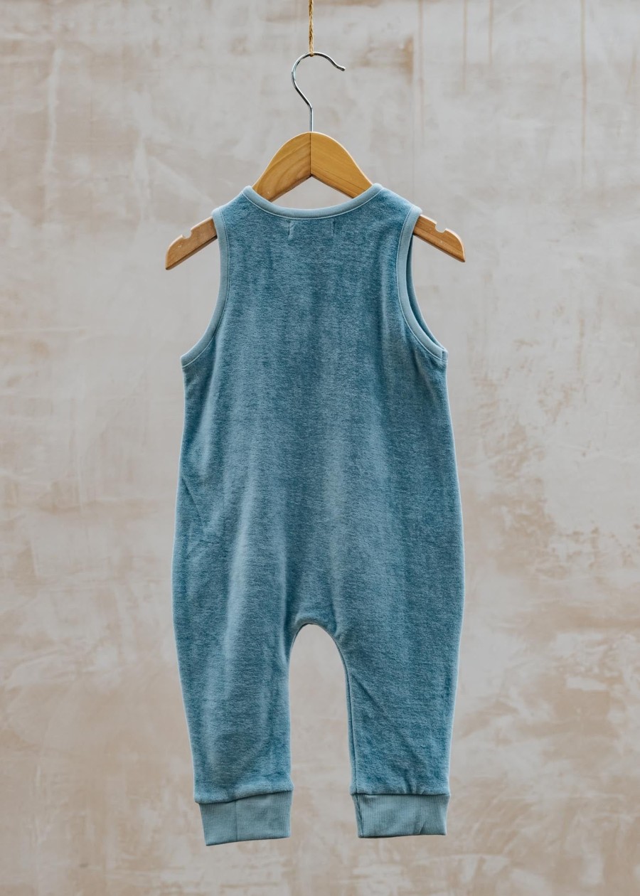 Children Pigeon Organics Babies' Clothing | Pigeon Organics Babies' Velour Playsuit In Blue