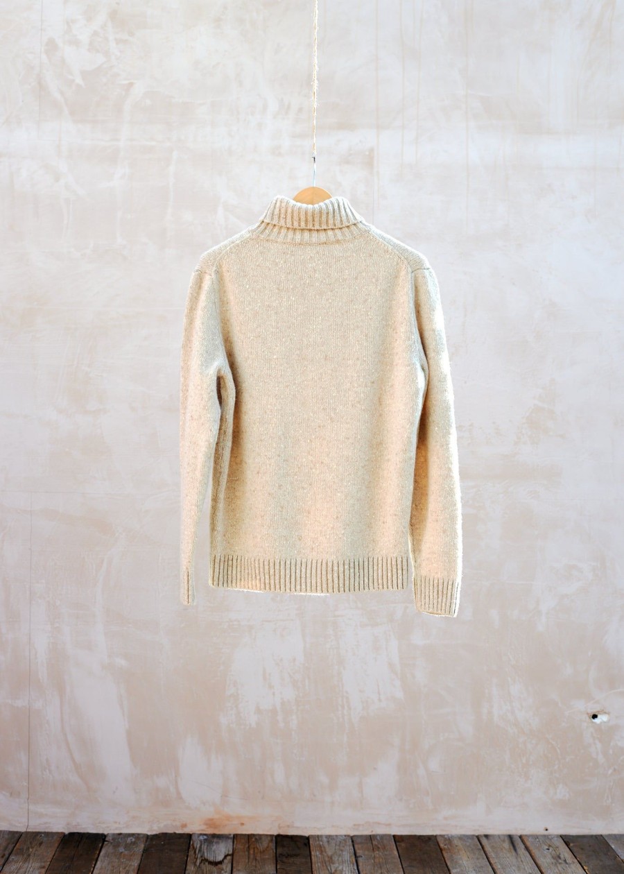 Clothing Kenny Ryder Pre-Loved Menswear | Inis Meain Speckled Cream Merino Wool/Cashmere Roll Neck - L