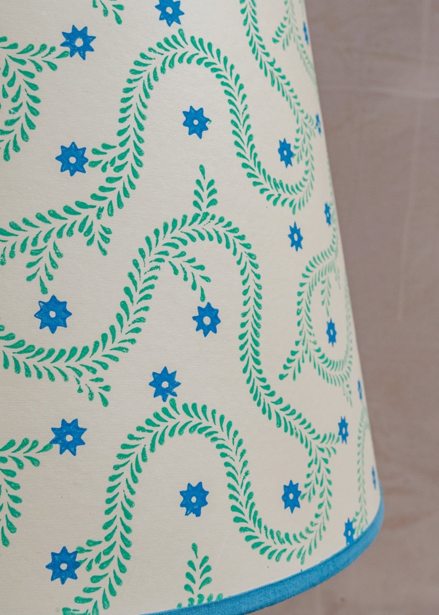 Interiors Burford Garden Co. Lighting | Pooky Blue And Green Wiggly Stars Straight Empire Shade, 40Cm