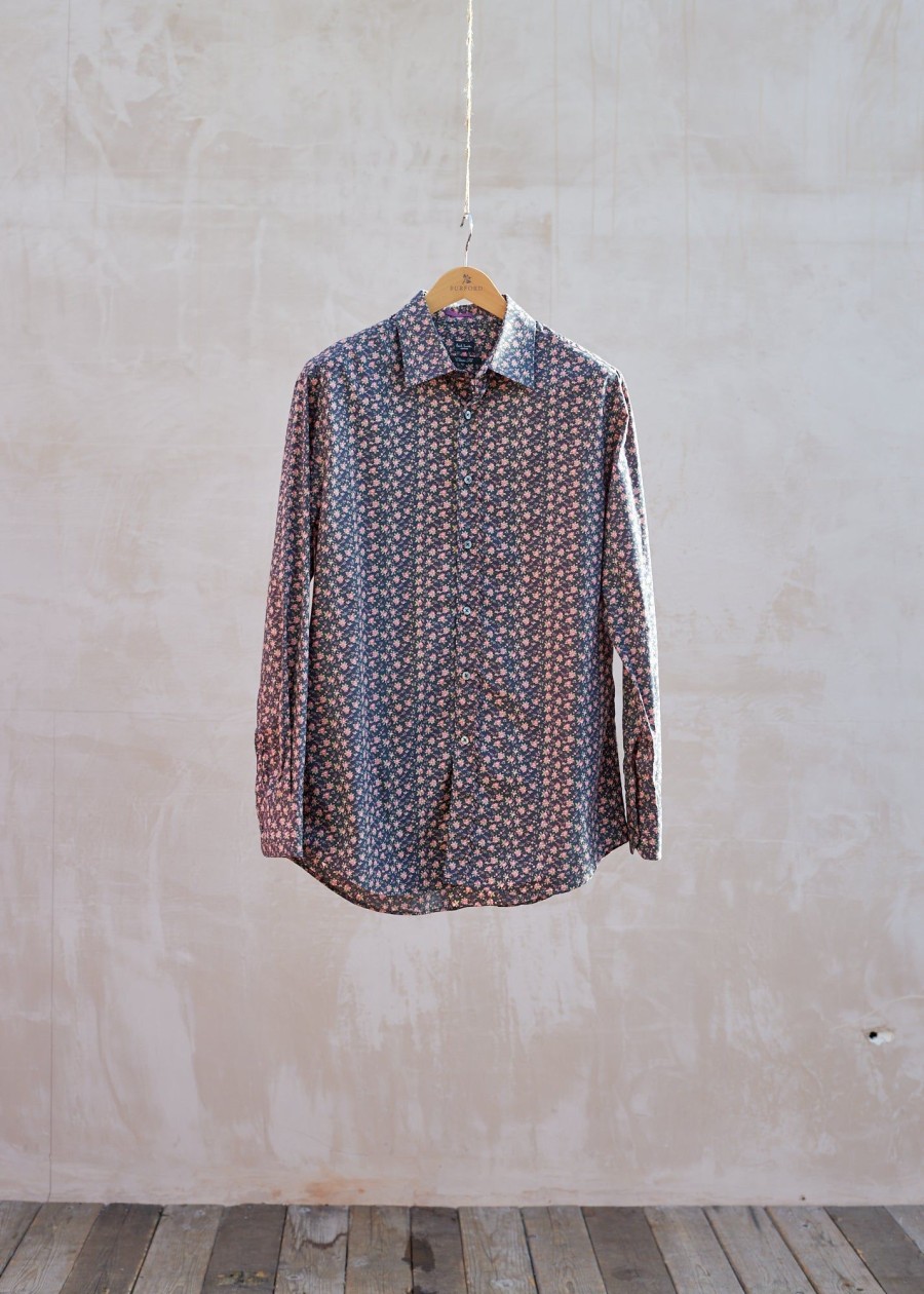 Clothing Kenny Ryder Pre-Loved Menswear | Paul Smith Black/Pink Flower Patterned Cotton Shirt - L