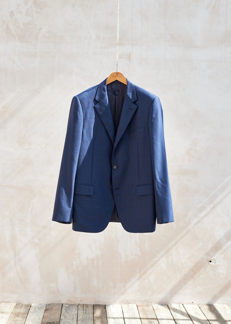 Clothing Kenny Ryder Pre-Loved Menswear | Caruso Smart Blue Wool Blazer - Xxl