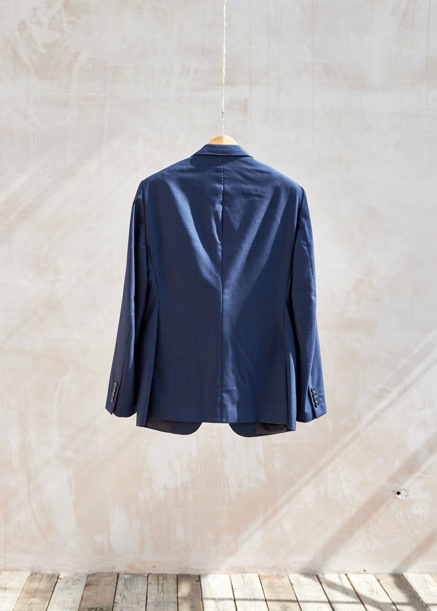 Clothing Kenny Ryder Pre-Loved Menswear | Caruso Smart Blue Wool Blazer - Xxl