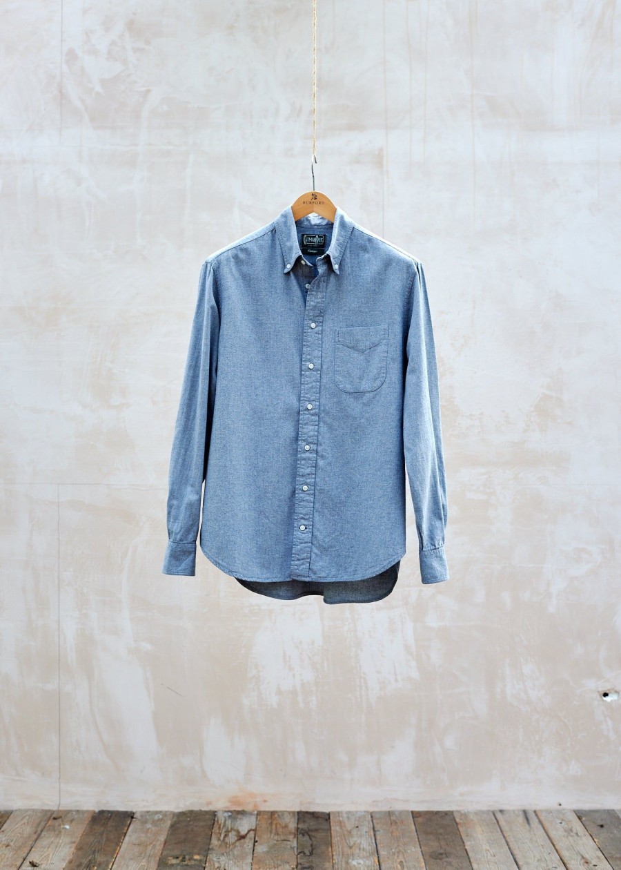 Clothing Kenny Ryder Pre-Loved Menswear | Gitman Bros. Grey Cotton Flannel Buttondown Shirt - L