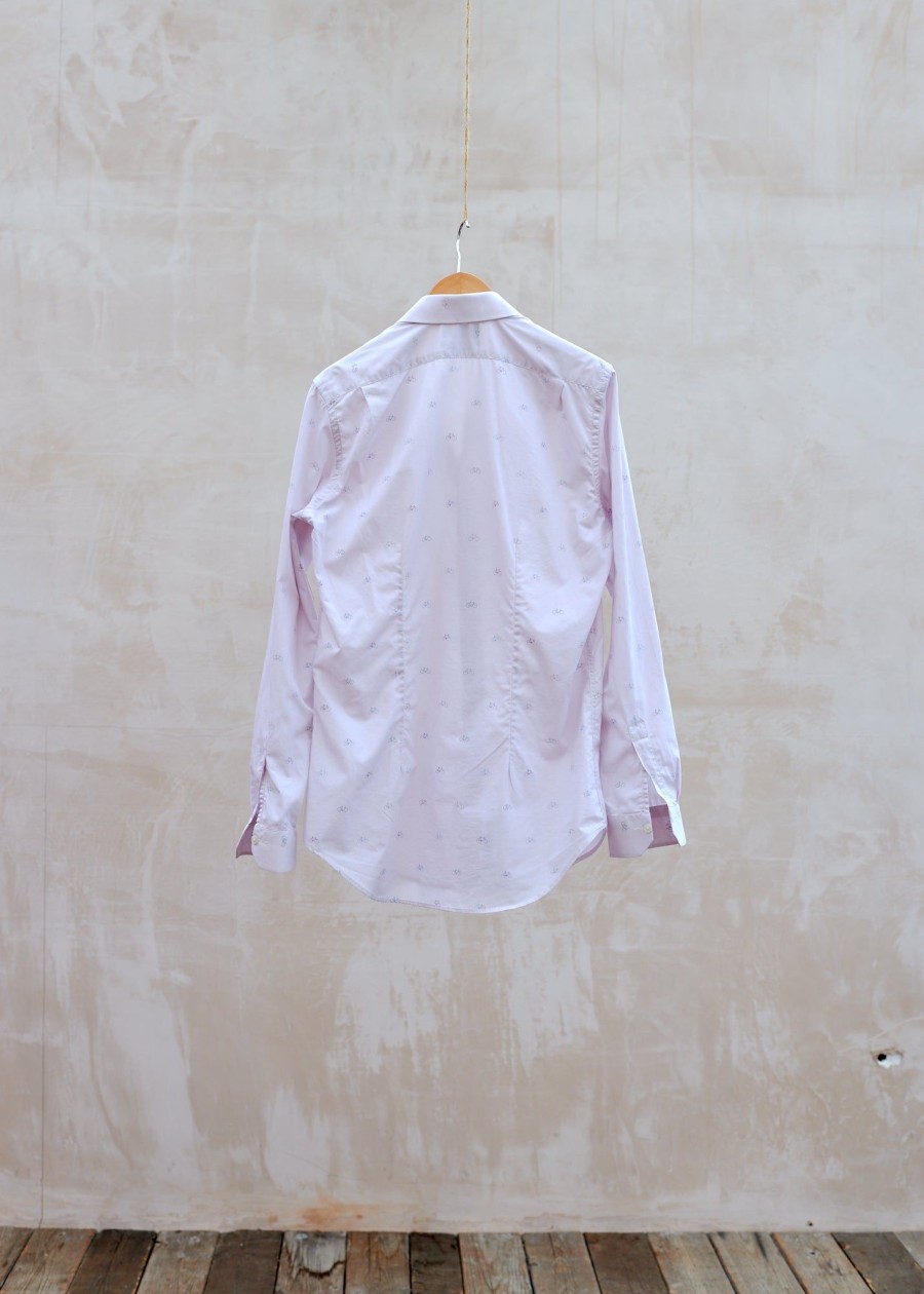 Clothing Kenny Ryder Pre-Loved Menswear | Paul Smith Light Pink Bicycle Patterned Shirt - M
