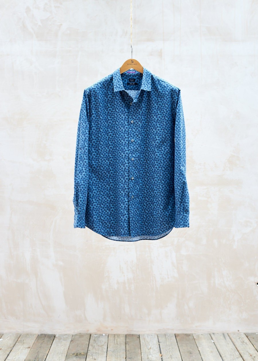 Clothing Kenny Ryder Pre-Loved Menswear | Paul Smith Blue Patterned Cotton Shirt - Xl