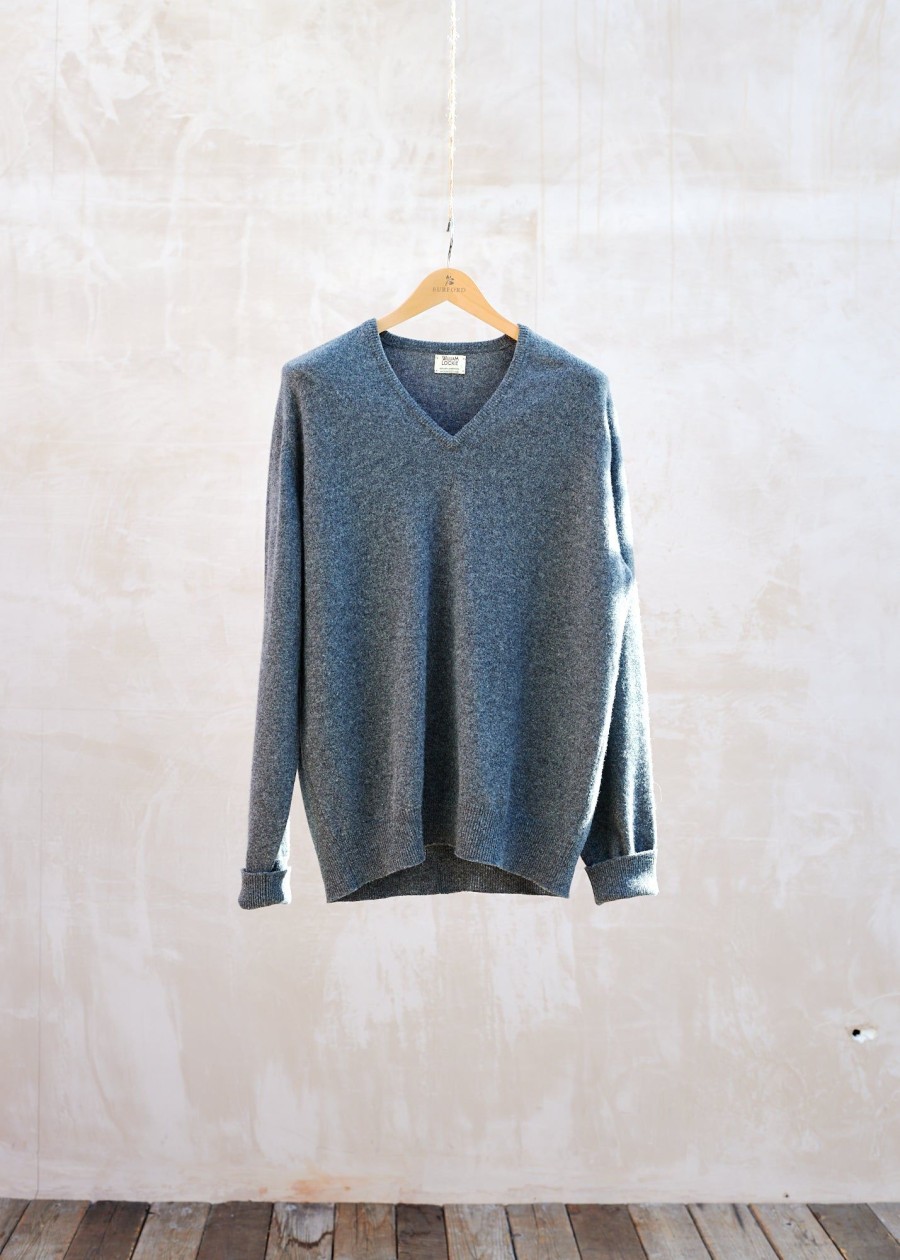 Clothing Kenny Ryder Pre-Loved Menswear | William Lockie Grey 100% Lambswool V-Neck Jumper - Xl