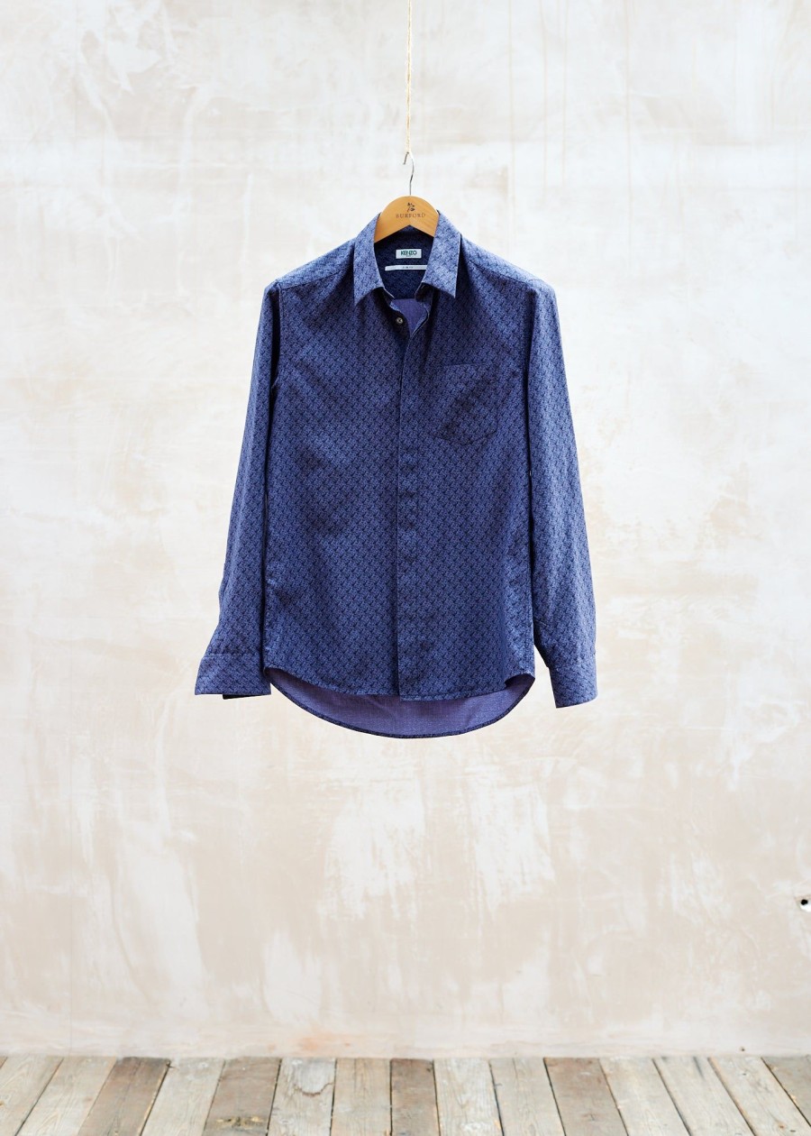 Clothing Kenny Ryder Pre-Loved Menswear | Kenzo Patterned Purple Cotton Shirt - M