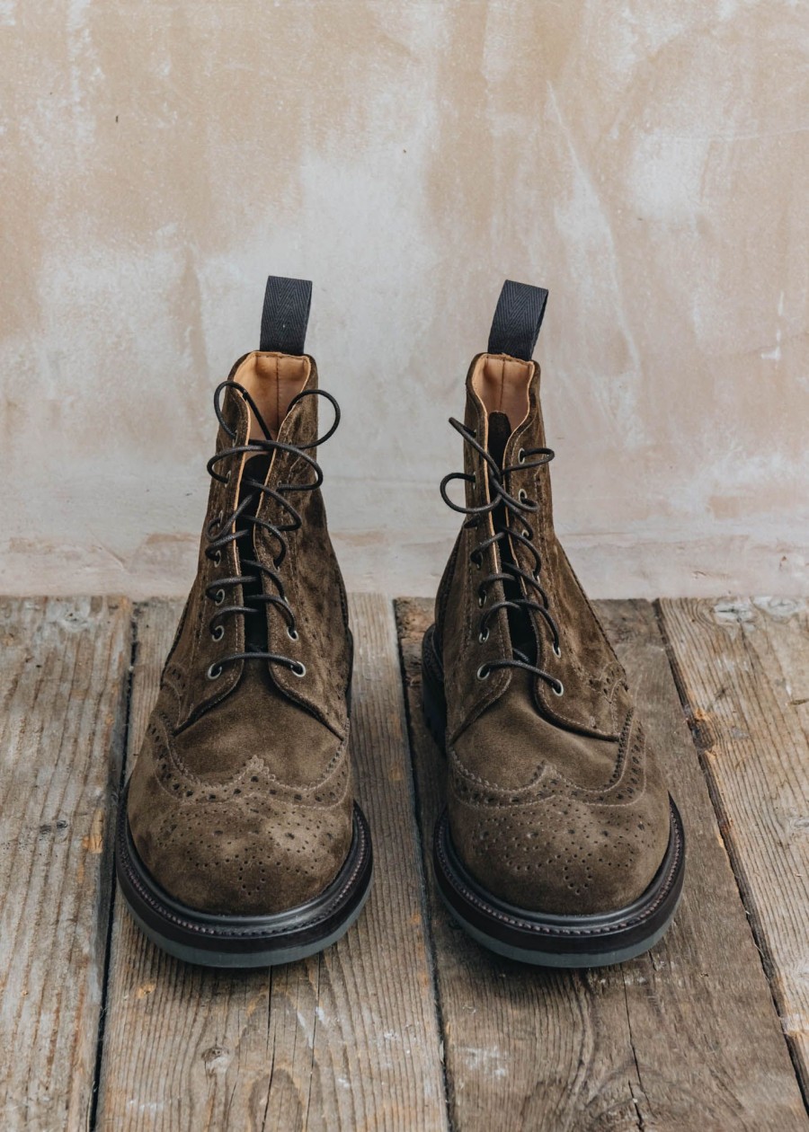 Clothing Sanders Footwear | Sanders Cheltenham Brogue Boots In Chocolate Suede