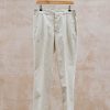 Clothing Cruna Trousers | Cruna Gabardina Slim Brera Trousers In Ecru