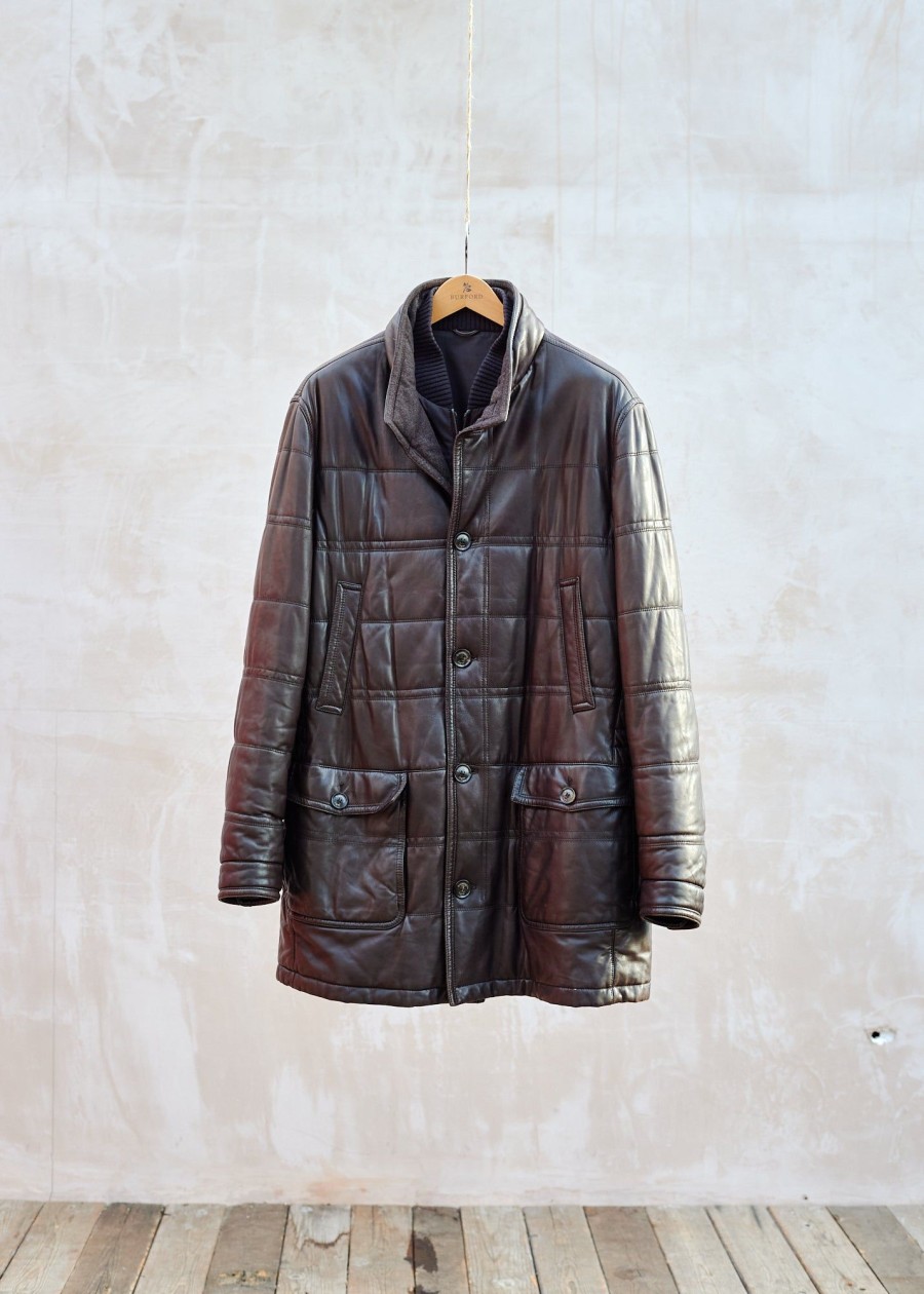 Clothing Kenny Ryder Pre-Loved Menswear | Ermenegildo Zegna Long Brown Leather & Cashmere 'Duvet' Coat - Xxl