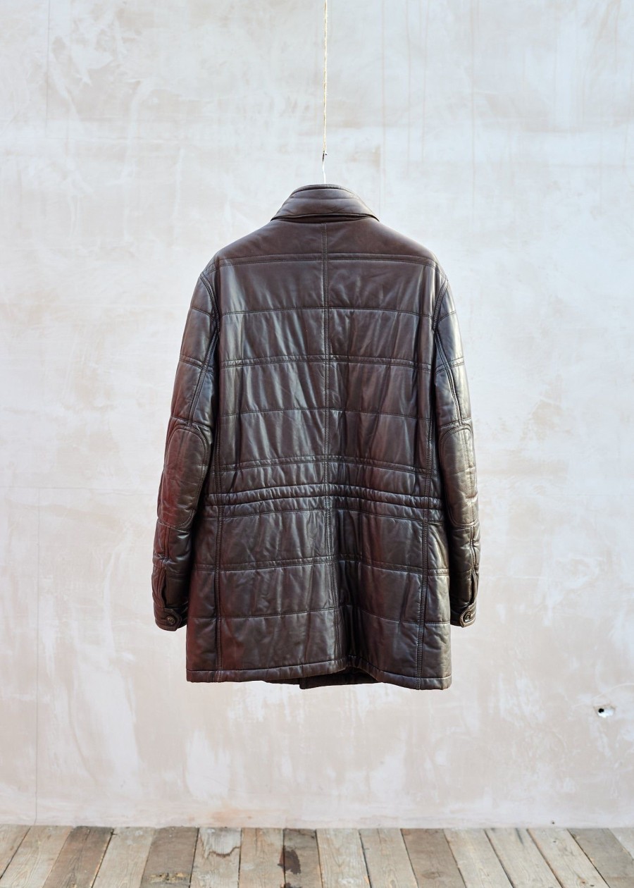Clothing Kenny Ryder Pre-Loved Menswear | Ermenegildo Zegna Long Brown Leather & Cashmere 'Duvet' Coat - Xxl