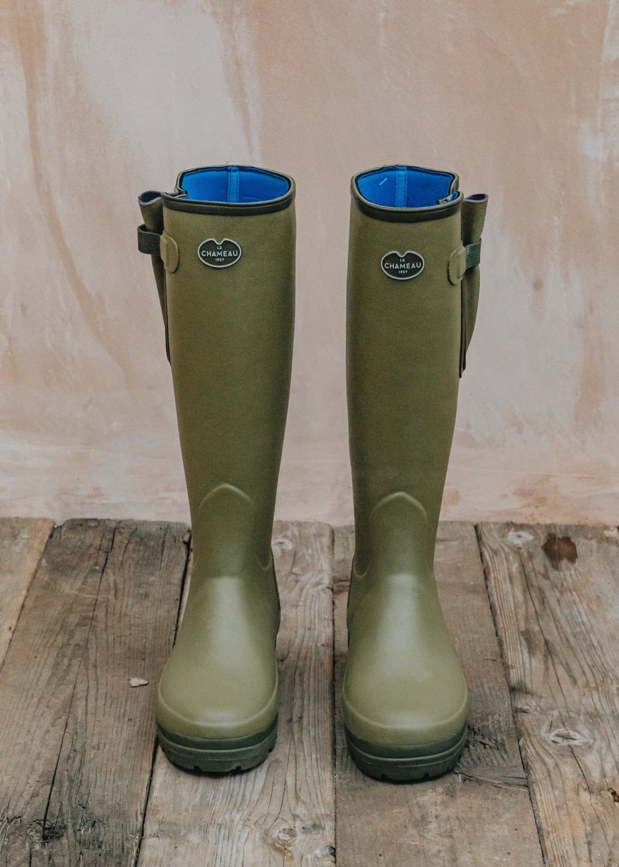 Clothing Le Chameau Footwear | Le Chameau Ladies Vierzonord Green Neoprene Lined Wellington Boots