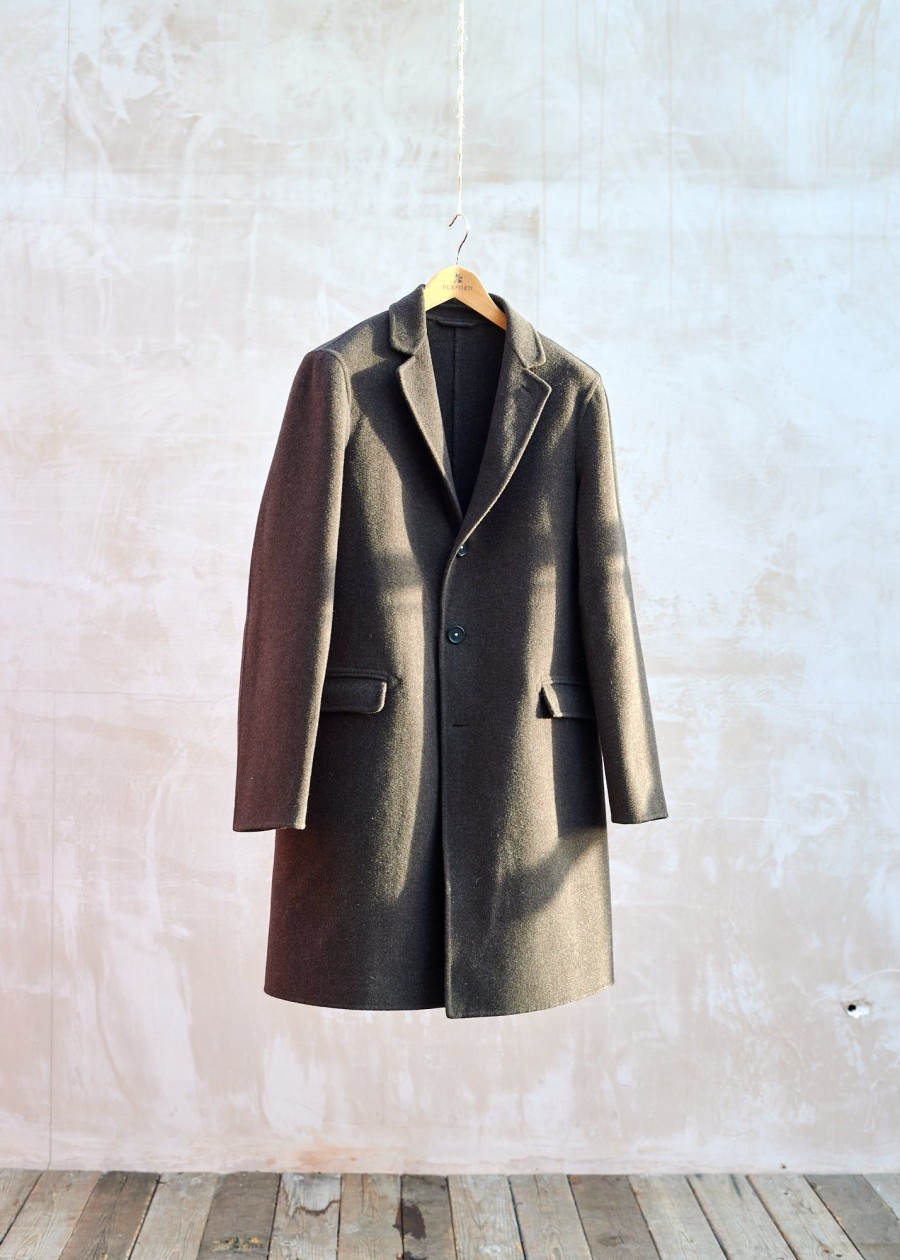 Clothing Kenny Ryder Pre-Loved Menswear | Massimo Alba Long Brown Wool Unstructured Overcoat - M/L