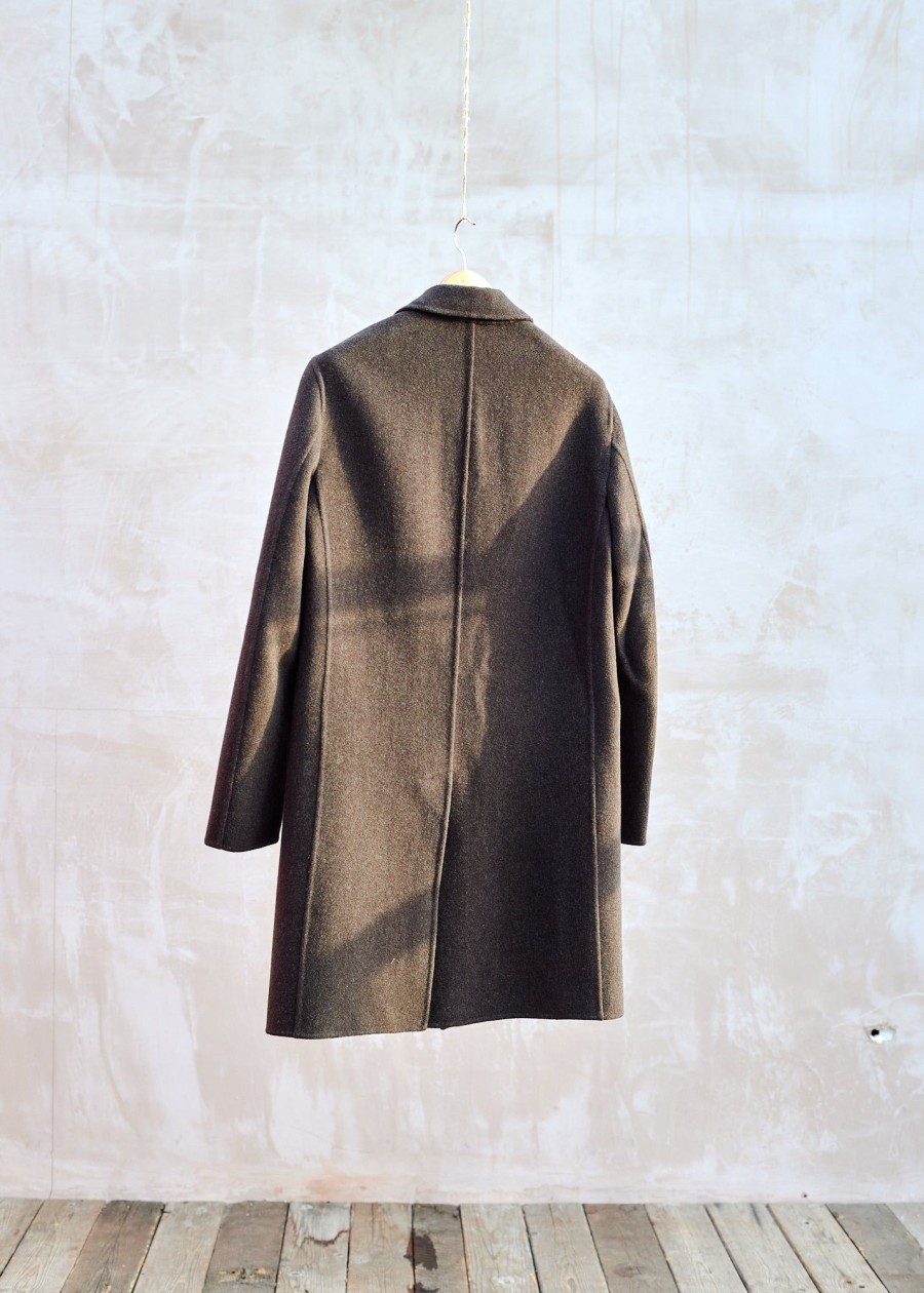 Clothing Kenny Ryder Pre-Loved Menswear | Massimo Alba Long Brown Wool Unstructured Overcoat - M/L