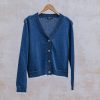 Clothing Cash-Ca Knitwear | Cash-Ca V-Neck Cardigan In White And Indigo
