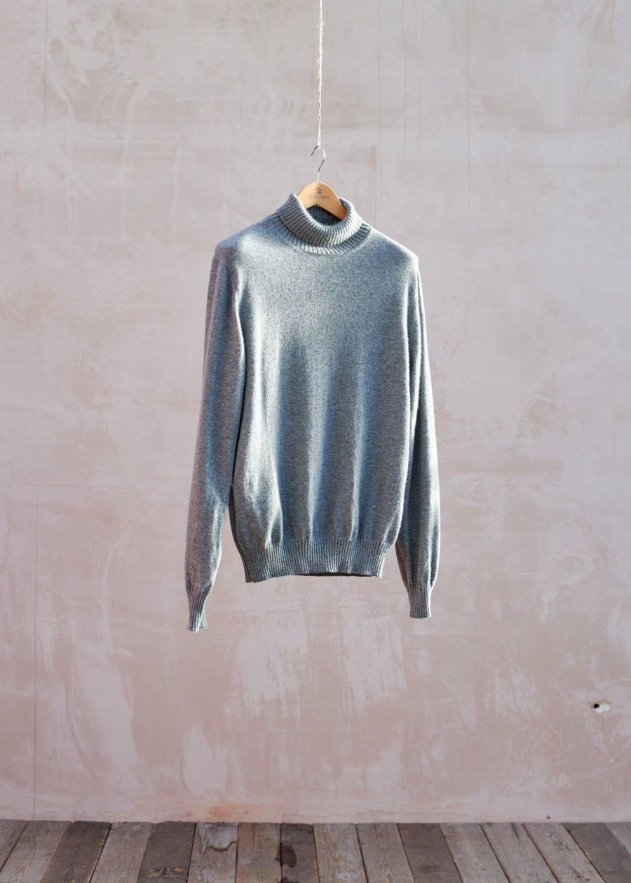 Clothing Kenny Ryder Pre-Loved Menswear | Rubinacci 100% Cashmere Grey Roll-Neck - L/Xl