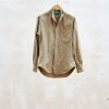 Clothing Kenny Ryder Pre-Loved Menswear | Gitman Bros. Khaki Brown Cotton Collarless Shirt - S