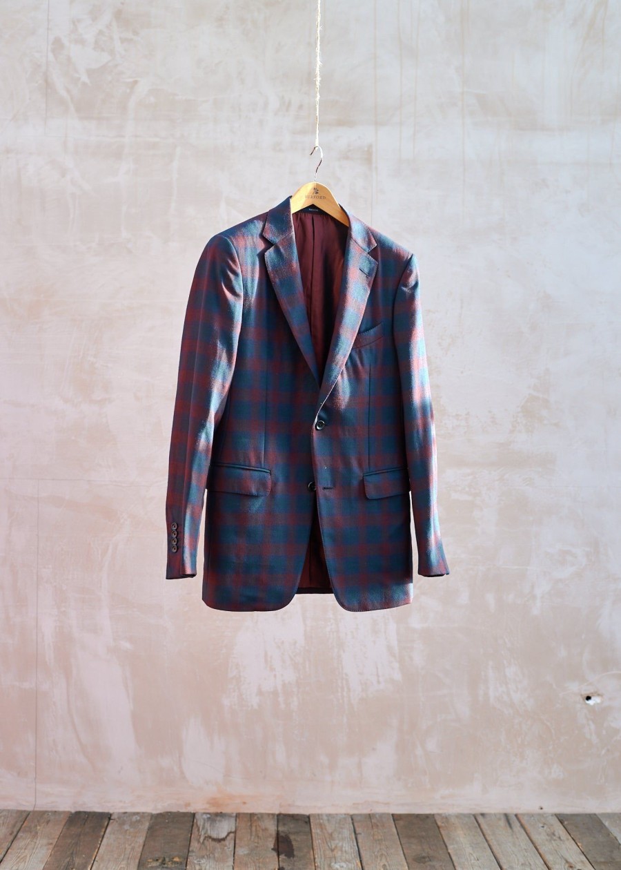 Clothing Kenny Ryder Pre-Loved Menswear | Dunhill Green & Red Wool Checked Blazer - M