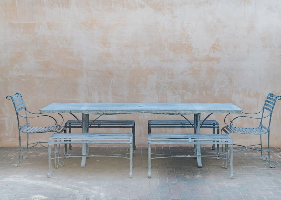 Outdoor Living Harrod Horticultural Metal Furniture | Buy Ten Seater Rectangular Dining Bench Set