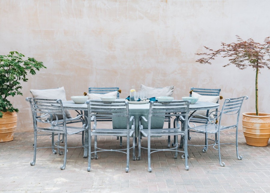 Outdoor Living Harrod Horticultural Metal Furniture | Eight Seater Oval Garden Dining Set