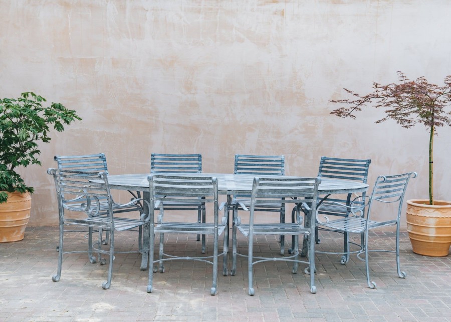 Outdoor Living Harrod Horticultural Metal Furniture | Eight Seater Oval Garden Dining Set